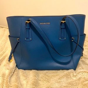 Michael Kors Blue Leather Laptop Purse (Briefcase) - w/ MYSTERY MATCHING WALLET